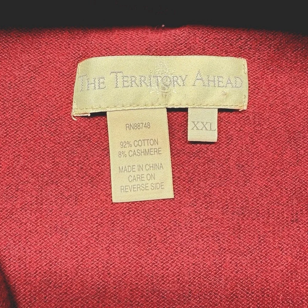 Territory Ahead Men’s Quarter Zip Sweater‎ XXL Cotton Cashmere Red Pullover Knit